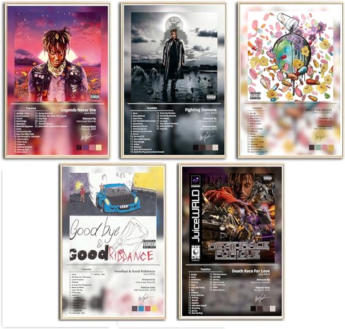 KLOMPY Poster Juice Wrld Poster Album Cover Limited Edition Poster Musikposter (5er Set) von KLOMPY
