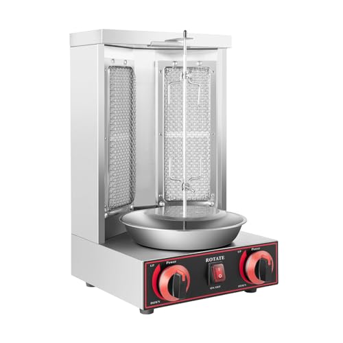 Dönergrill Gas Kebab Machine 3kw Vertical Gyrosgrill Einstellbare Feuerkraft 360° Drehen Schaschlikgrill Rotissiere Grill für Zuhause Hähnchengrill Tischgrill Gyros von KLOOLIVE