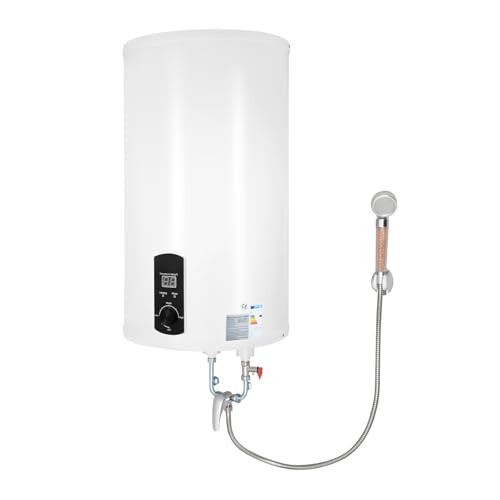 Elektrospeicher Warmwasserspeicher 2kw Warmwasserboiler 70L Wandspeicher 220V Tank-Wassererhitzer Durchlauferhitzer mit Wasserhahn Handbrause und Schläuche Wassererhitzer für Küchen Toiletten Friseurs von KLOOLIVE