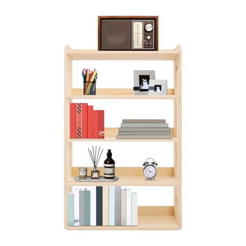 KLOOLIVE Bücherregal mit 5 Ebenen, 80x26x130cm Standregal, 20 kg Lagerregal, Küchenregal, Regal, Büroregal, Holzfarbe Freistehendes Regal, für Arbeitszimmer, Büros und Schlafzimmer, Kiefernholz KLOOLIVE Bücherregal mit 5 Ebenen, 80x26x130cm Standregal, 20 kg Lagerregal, Küchenregal, Regal, Büroregal, Holzfarbe Freistehendes Regal, für Arbeitszimmer, Büros und Schlafzimmer, Kiefernholz von KLOOLIVE