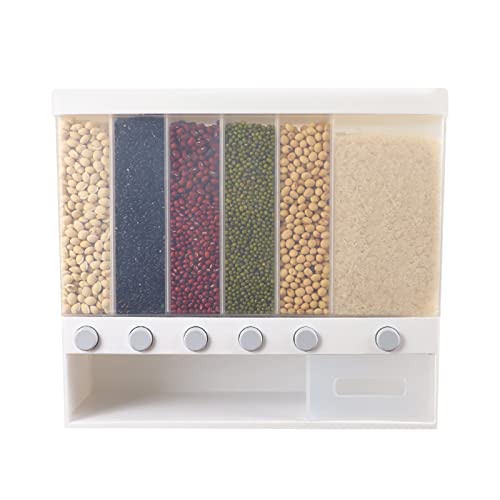 KLOOLIVE Cerealienspender Müslispender Reisspender unststoff Trockenfutter Aufbewahrungsbox Cornflakes Spender Lebensmittelspender Vorratsdosen Set 10kg (6 Grid Wandmontage möglich) von KLOOLIVE