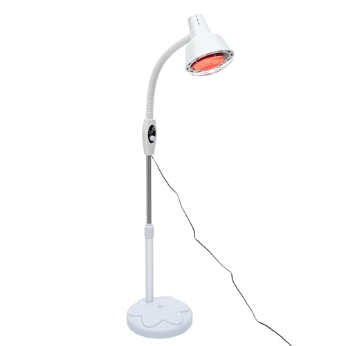 KLOOLIVE Infrarotlampe Wärmelampe 275W Wärmestrahler Rotlicht Lampe 360° Verstellbarer mit Rädern Stand von KLOOLIVE