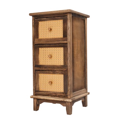 KLOOLIVE Kommode mit 3 Schubladen 30x30x63 cm Retro Kommodenschrank für Schlafzimmer Freistehend Wohnzimmer Schubladenschrank 60kg Aufbewahrungsschrank für Büros von KLOOLIVE