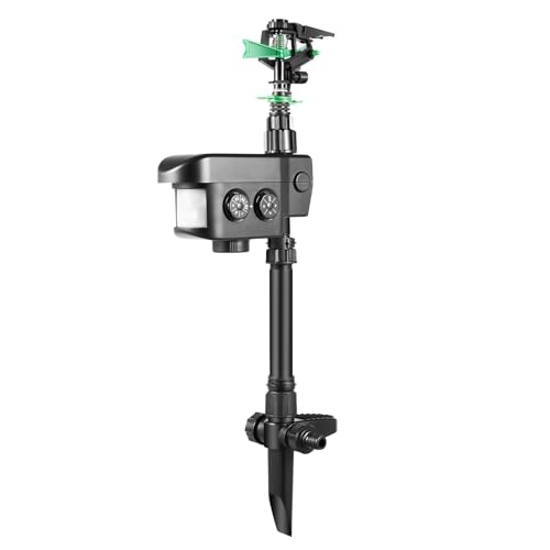 Solar Wasserstrahl Tiervertreiber, 3-8 bar Arbeitsdruck Modelle Garten Solar Sprinkler, 0-270° Wasserstrahls Tier Repeller, Rasensprenger mit Lnfrarotsensor für Gärten, Obstgärten, Rasenflächen und Ac von KLOOLIVE