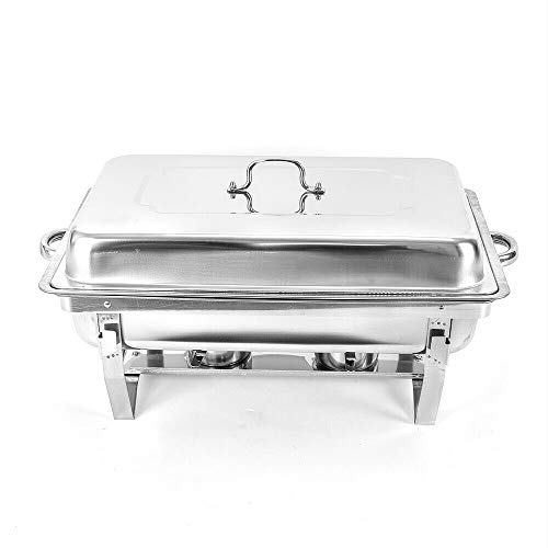 Speisenwärmer Edelstahl Chafing Dish mit Deckel Catering Buffetwärmer Behälter Wärmebehälter für Buffets Partys (9L Silber) von KLOOLIVE