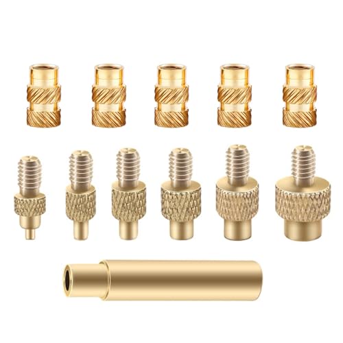 3D Drucker Zubehör Gewindeeinsätze Lötspitzen Set M2 / M3 / M4 / M5 / M6 / M8, Lötkolbenspitzen mit Rändelmutter und Einschmelzhilfen für Einschmelzgewinde Threaded Inserts von KLOP256