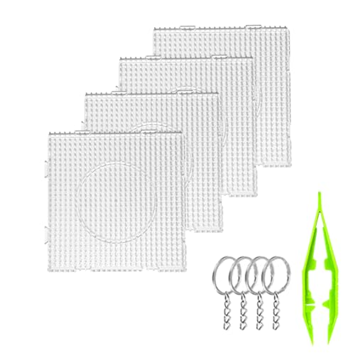 KLOP256 4 Stück Bügelperlen Platten, 5mm Kunststoff Stiftplatte für Bügelperlen Quadrat Transparent für DIY Perlen Handwerk Zubehör, 13,5 x 13,5 cm von KLOP256