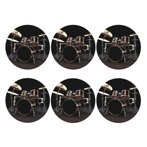Untersetzer aus PU-Leder für Getränke, 6 Stück, cooles Schlagzeug-Set, Untersetzer für Tischschutz, moderne Getränkeuntersetzer für Couchtisch, runde Untersetzer für Heimdekoration, 10,2 cm Untersetzer aus PU-Leder für Getränke, 6 Stück, cooles Schlagzeug-Set, Untersetzer für Tischschutz, moderne Getränkeuntersetzer für Couchtisch, runde Untersetzer für Heimdekoration, 10,2 cm von KLOPH