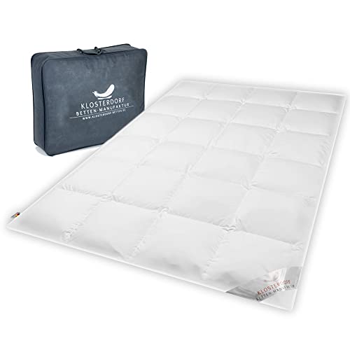Klosterdorf Bettenmanufaktur Premium Sommerdecke - ''exzellent'' - 135x200 cm - 240 Gramm - EXTRA LEICHT - Daunendecke - Bettdecke - Handarbeit aus Deutschland - Für einen gesunden Schlaf von KLOSTERDORF BETTEN MANUFAKTUR