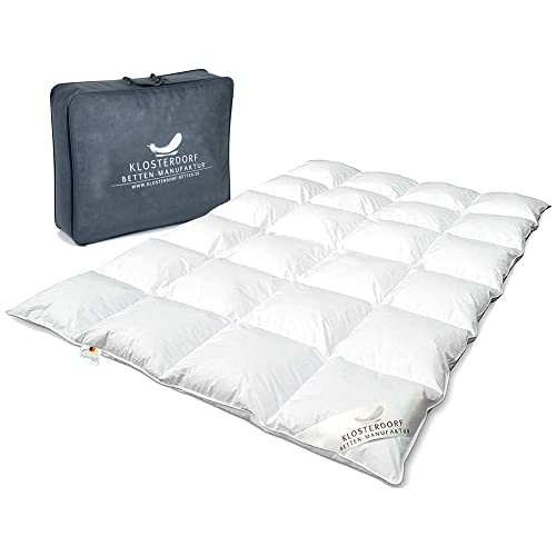 Klosterdorf Bettenmanufaktur Premium Winterdecke | ''Typ Eiderdaune'' | 135x200 cm | 880 Gramm | EXTRA WARM | Daunendecke | Bettdecke | Handarbeit aus Deutschland | Für einen gesunden Schlaf | von KLOSTERDORF BETTEN MANUFAKTUR