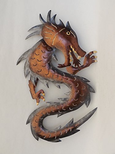 KLP Drachen Wanddeko Metall Wandbild Drache Gecko Lurch Echse Deko Figur Skulptur von KLP