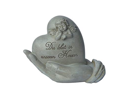 KLP Herz in Hand Grabschmuck Spruch Engel Grabstein Gedenkstein Grabdeko Deko Figur KLP Herz in Hand Grabschmuck Spruch Engel Grabstein Gedenkstein Grabdeko Deko Figur von Klp