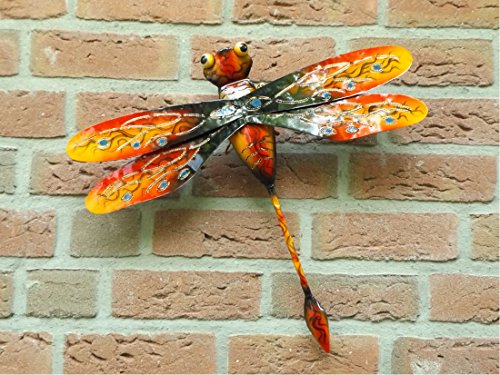 KLP Libelle Metall Wanddeko Deko Hänger Wandhänger Wandbild Tier Figur Schmetterling von KLP
