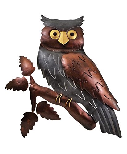 KLP Wanddeko Eule Vogel Uhu Ziervogel Metall Deko Bild Tier Figur Wandschmuck Hänger von Klp