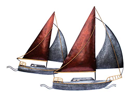 KLP Wanddeko Schiff Metall Segelboot Segel Boot Maritim Deko Hänger Skulptur Figur von KLP