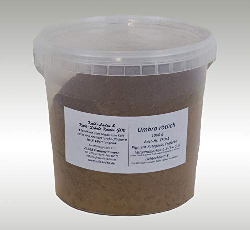 Erdfarbe Umbra rötlich 1kg im Eimer, Pigment, Trockenfarbe von KLS