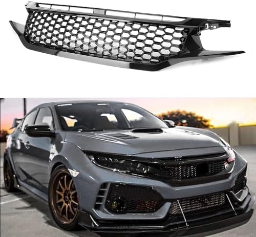 KLUEES Auto Front KüHlergrill,FüR Civic 2016 2017 2018,Auto StoßStangengitter Tuning ZubehöR FrontstoßStange Grilleinsatz Ersatz Schutz von KLUEES