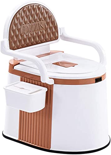 KLUFO Kommode Toilettenstuhl,Tragbarer erhöhter Toilettensitz Kommode Stuhl für Toilette mit Armen,Stabiler und schöner extra breiter Toilettenstuhl, für Outdoor Indoor einfache Reinigung (Braun) von KLUFO