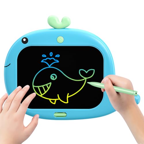 KLUFO LCD-Zeichentablett - 10 Zoll Cartoon Wal Form Zeichentablett LCD Rechtschreibtafel - Lernspielzeug für Wohnzimmer, Schlafzimmer, Kindergarten, Auto, Kinderzimmer von KLUFO