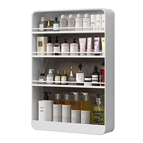 KLUFO Regal 2-4-lagiger Badezimmer-Medizinschrank, Toilettenartikel-Organizer-Schrank, an der Wand montiertes Küchengewürzregal, Kosmetik-Aufbewahrungsspind ohne Stanzen (Farbe: Weiß, Größe: 50 x von KLUFO