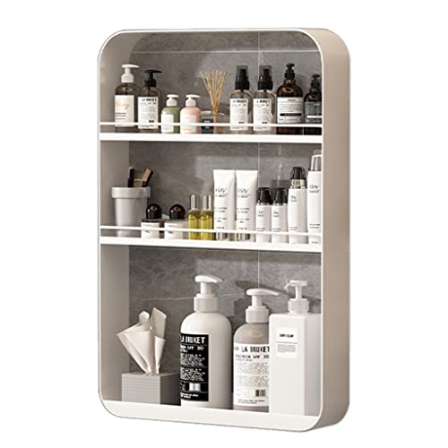 Regal 2-4-stufige Badezimmer-Schweberegale, stanzfreier Kosmetik-Aufbewahrungsschrank, Aufbewahrungsschrank über der Toilette mit Geländern, Wandschrank für die Küche (Farbe: Weiß, Größe: 40 von KLUFO