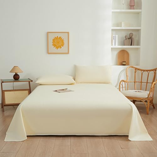 KLUOT Bettlaken ohne Gummizug 220 x 230 cm mit Kissenbezug Baumwolle Hellgelb Weiches und pflegeleichtes Betttuch für Terrasse Reisen Camping und Tischtuch Wohnmobil Laken KLUOT Bettlaken ohne Gummizug 220 x 230 cm mit Kissenbezug Baumwolle Hellgelb Weiches und pflegeleichtes Betttuch für Terrasse Reisen Camping und Tischtuch Wohnmobil Laken von KLUOT