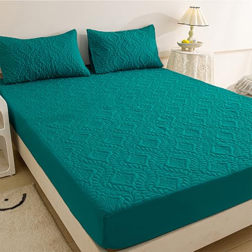 KLUOT Spannbettlaken 200 x 220 + 30 cm Gesteppter wasserdichter Matratzenbezug wasserdicht bettlaken Weich Mikrofaser Matratzen Topper Füllung von KLUOT