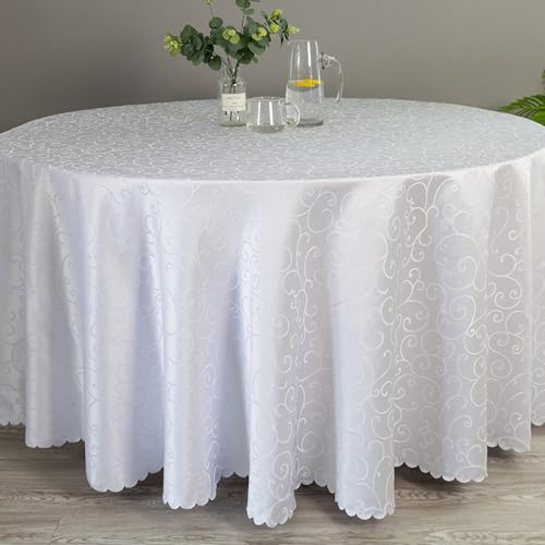 KLUOT Tischdecke 240 cm Weiß Runde Polyester Abwaschbar Tischdeck FüR KüChe Essen Parteien KLUOT Tischdecke 240 cm Weiß Runde Polyester Abwaschbar Tischdeck FüR KüChe Essen Parteien von KLUOT
