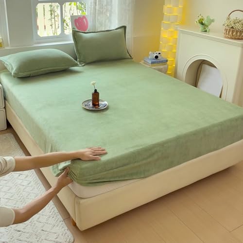 KLUOT Warme Spannbettlaken 150 x 200 + 25 cm Super Soft Winter pflegeleicht Bettlaken hautsympathisch Spannbetttuch für Matratze, Boxspringbett oder Topper - 5 bis 30 cm Matratzenhöhe von KLUOT