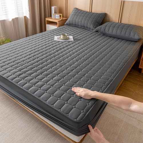 KLUOT Warme Spannbettlaken 180 x 200 + 30 cm Rundumgummi Spannbetttuch für Dicke Matratzen bis zu 30cm, Bettlaken Baumwolle dunkelgrau KLUOT Warme Spannbettlaken 180 x 200 + 30 cm Rundumgummi Spannbetttuch für Dicke Matratzen bis zu 30cm, Bettlaken Baumwolle dunkelgrau von KLUOT