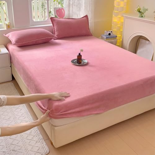 KLUOT Winter Spannbettlaken 180 x 200 + 25 cm Kuschelig Warm Fleece Plüsch Bettlaken bügelfrei Spannbetttuch für Boxspringbett Topper Matratze bis 30 cm von KLUOT