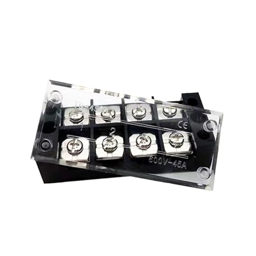 KLVN TB-4504 Terminal Block 600V 45A Panel Mount Fixed Barrier 4P Four Position 8 Screws Connector Terminator Terminales(Brass) von KLVN