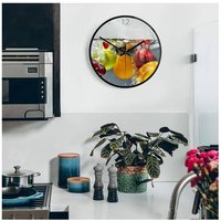 Lautlose 30cm Große Küchenuhr Wanduhr Küche Wandbild Obst Kunst Glasbild von K&L WALL ART