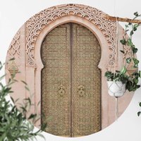 Runde Fototapete Sisi&Seb Orientalische Holztür Vliestapete Küche Wandbild Ø 236cm - rosa von K&L WALL ART