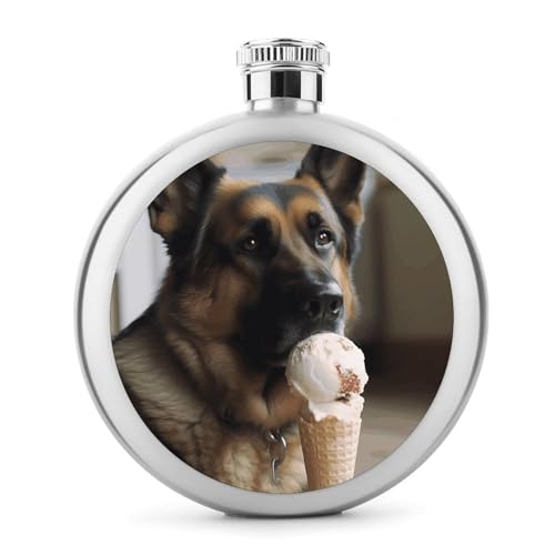Dog Who Likes Ice Cream Round Flask Portable Hip Flasks Stainless Steel 142.7 g Whisky Flask for Men Women Dog Who Likes Ice Cream Round Flask Portable Hip Flasks Stainless Steel 142.7 g Whisky Flask for Men Women von KLWQR