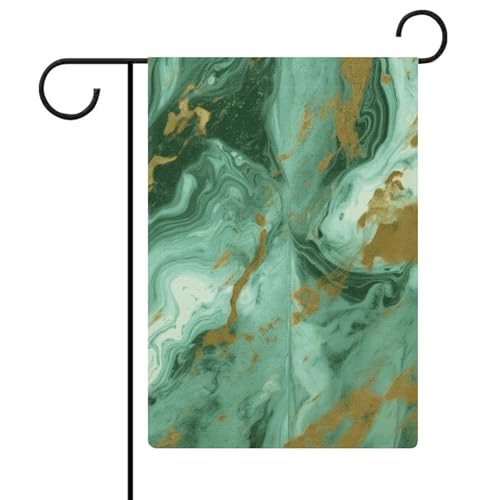 Grüne goldene Marmor-Flagge, 32,6 x 47,7 cm, doppelseitige Willkommens-Gartenflagge, vertikaler Frühlingshof Banner für rustikale saisonale Außendekoration im Freien von KLWQR