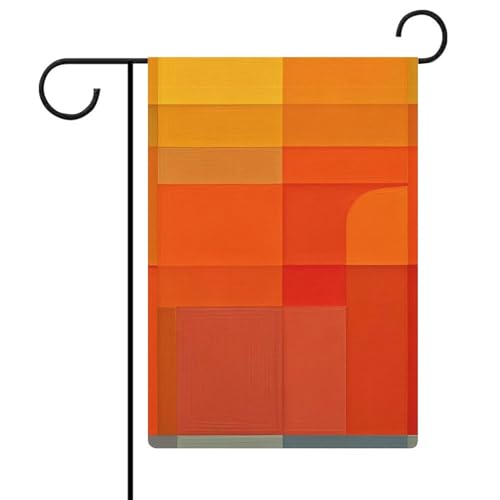 Orangefarbene und graue abstrakte Flagge, 32,6 x 47,7 cm, doppelseitige Willkommens-Gartenflagge, vertikaler Frühlingshof Banner für rustikale saisonale Außen- und Hausdekoration von KLWQR