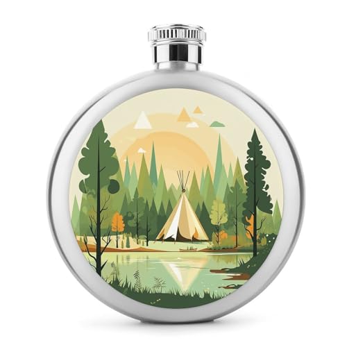 Teepee Round Flask Portable Hip Flask Stainless Steel 142.7 g Whisky Flask for Men Women Teepee Round Flask Portable Hip Flask Stainless Steel 142.7 g Whisky Flask for Men Women von KLWQR