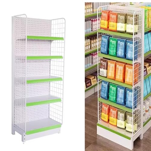 Einzelhandelsregale, Supermarkt-Präsentationsregal, 5 Regale, praktische Kombinationsregale, geeignet für Lebensmittelläden, Bürobedarf oder Spirituosengeschäfte, Industrie (weiß, 92 x 40 x 135 cm) von KLYDBMYT