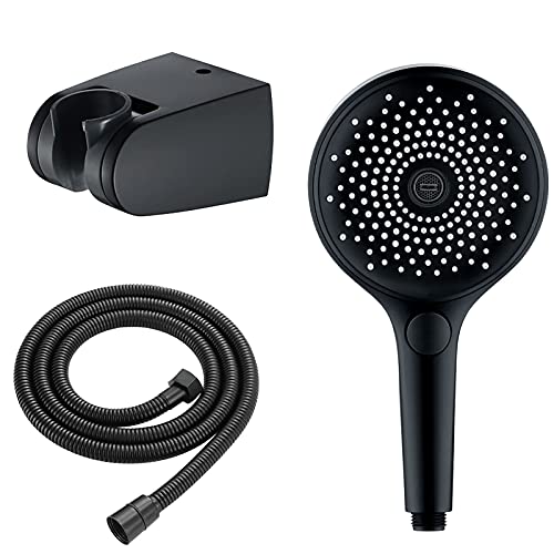 Handbrause-Set ABS Handbrause Multifunktions-Duschkopf Massage-Spa-Duschkopf Runder Handbrausekopf mit Brauseschlauch (Schwarz) von KLYDBMYT