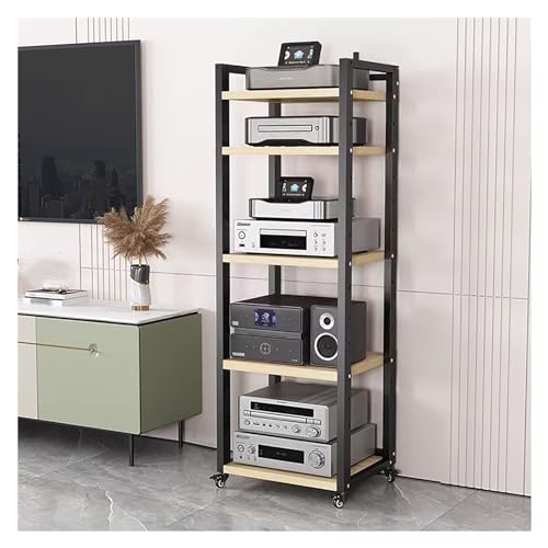 HiFi-RacksAudio-Video-Medienständerschrank mit höhenverstellbarem Regal und Rädern, Wohnzimmer-5-, 6-, 7- und 8-stufiges Entertainment-Stereokomponenten-Rack für kleine Räume (Farbe: Schwarz-Nr. 1, HiFi-RacksAudio-Video-Medienständerschrank mit höhenverstellbarem Regal und Rädern, Wohnzimmer-5-, 6-, 7- und 8-stufiges Entertainment-Stereokomponenten-Rack für kleine Räume (Farbe: Schwarz-Nr. 1, von KLYDBMYT
