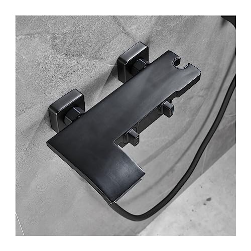 KLYDBMYT Duschsystem, digitales Duschsystem, Badezimmer-Duschset, Badewannen-Duschset, weißer Badewannenhahn, Wasserfall, verdecktes Display, Duschset, eingebettete Digitale Dusche von KLYDBMYT