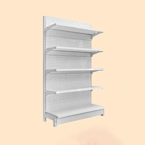 KLYDBMYT Gondelregal für den Einzelhandel – Vielseitiges Supermarkt-Präsentationsregal, Convenience-Store-Regale für Lebensmittelgeschäfte, Bürobedarf oder Spirituosenläden (Weiß, 90 * 43 * 135 cm) von KLYDBMYT