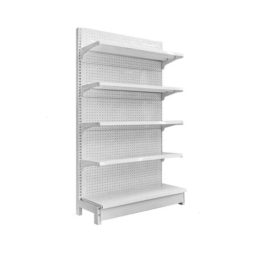 KLYDBMYT Gondelregal mit 5 Regalböden – einseitiges Supermarkt-Präsentationsregal für Lebensmittel, Spirituosen, Bürobedarf – vielseitige weiße Wandaufbewahrung (120 x 43 x 165 cm) von KLYDBMYT
