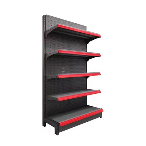 KLYDBMYT Schwarzes Gondelregal für den Einzelhandel – 5 verstellbare Regalböden, einseitiges Supermarkt-Präsentationsregal für Lebensmittelgeschäfte, Spirituosenläden, Bürobedarf – 120 x 43 x 165 cm von KLYDBMYT