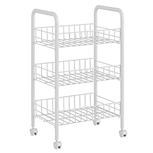 KLYDBMYT Trolley-Mehrzweckwagen aus Metallgeflecht, widerstandsfähiger Aufbewahrungswagen mit 3 Ebenen, Mehrzweck-Regal-Organizer für die Aufbewahrung von Büchern im Büro, Schlafzimmer und Zahnarzt von KLYDBMYT