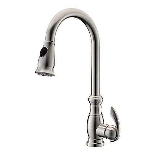 Küchenspüle Wasserhahn Messing 2 Modi Ausziehbarer Einhebelmischer Einlochmischer Warm- und Kaltwassermischer Waschtischarmaturen, Ölgeriebene Bronze (Edelstahl) von KLYDBMYT