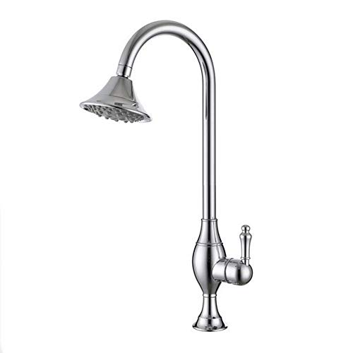 Küchenspüle Wasserhahn Messing Modern 120 Grad Schwenkbar Einhebel Einloch Warm- und Kaltwasser Mischbatterie Waschtischarmaturen, Gold (Chrom) von KLYDBMYT