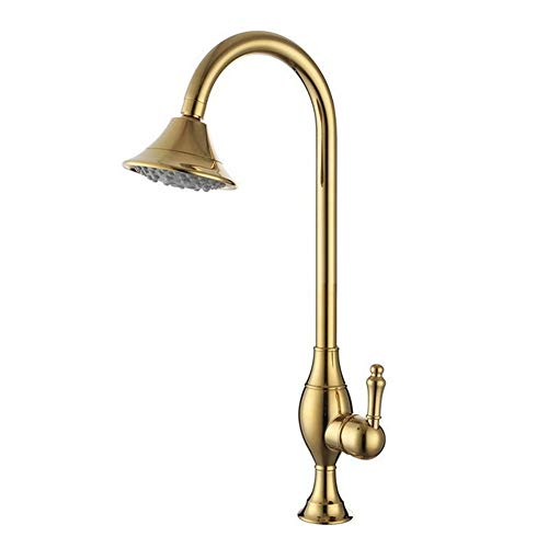 Küchenspüle Wasserhahn Messing Modern 120 Grad Schwenkbar Einhebel Einloch Warm- und Kaltwasser Mischbatterie Waschtischarmaturen, Gold (Gold) von KLYDBMYT