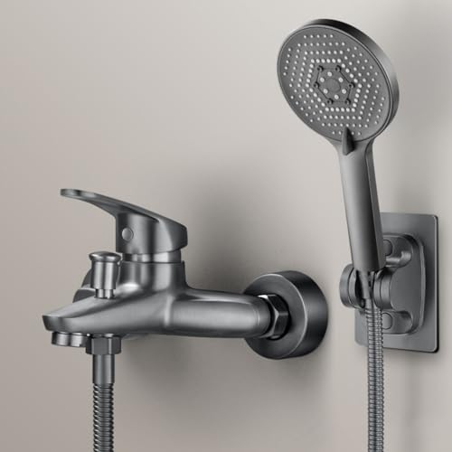 Moderne Badewannen-Duschmischbatterie Badewannenmischbatterien mit Dusche an der Wand montiert Grau Einhebelmischer aus Messing Duschmischbatterien Wandmontage-Kit Badewannenmischbatterie,Grau Moderne Badewannen-Duschmischbatterie Badewannenmischbatterien mit Dusche an der Wand montiert Grau Einhebelmischer aus Messing Duschmischbatterien Wandmontage-Kit Badewannenmischbatterie,Grau von KLYDBMYT